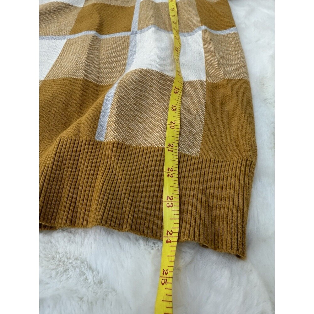 RACHEL ROY Sweater Womens KNIT Pullover Hoodie Blue Tan White Pla… - Picture 8 of 10